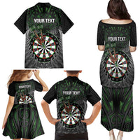 Personalised New Zealand Darts Family Matching Puletasi and Hawaiian Shirt Dartboard Maori Fern Puhoro Art LT14 - Polynesian Pride