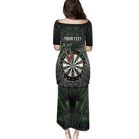 Personalised New Zealand Darts Family Matching Puletasi and Hawaiian Shirt Dartboard Maori Fern Puhoro Art LT14 - Polynesian Pride