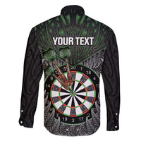 Personalised New Zealand Darts Family Matching Short Sleeve Bodycon Dress and Hawaiian Shirt Dartboard Maori Fern Puhoro Art LT14 - Polynesian Pride