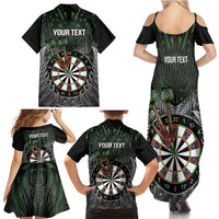 Personalised New Zealand Darts Family Matching Summer Maxi Dress and Hawaiian Shirt Dartboard Maori Fern Puhoro Art LT14 - Polynesian Pride