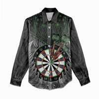 Personalised New Zealand Darts Women Casual Shirt Dartboard Maori Fern Puhoro Art LT14 - Polynesian Pride