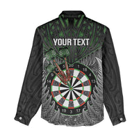 Personalised New Zealand Darts Women Casual Shirt Dartboard Maori Fern Puhoro Art LT14 - Polynesian Pride