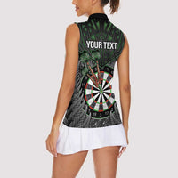 Personalised New Zealand Darts Women Sleeveless Polo Shirt Dartboard Maori Fern Puhoro Art