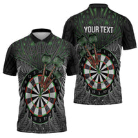 Personalised New Zealand Darts Zipper Polo Shirt Dartboard Maori Fern Puhoro Art LT14 - Polynesian Pride