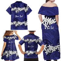 Personalised Cook Islands Pukapuka Family Matching Off Shoulder Maxi Dress and Hawaiian Shirt Tiare Maori Polynesian Waves Tattoo LT14 - Polynesian Pride