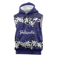 Personalised Cook Islands Pukapuka Sleeveless Hoodie Tiare Maori Polynesian Waves Tattoo