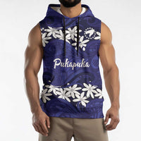 Personalised Cook Islands Pukapuka Sleeveless Hoodie Tiare Maori Polynesian Waves Tattoo