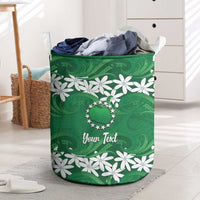 Personalised Cook Islands Rarotonga Laundry Basket Tiare Maori Polynesian Waves Tattoo
