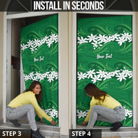 Personalised Cook Islands Rarotonga Door Cover Tiare Maori Polynesian Waves Tattoo