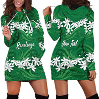 Personalised Cook Islands Rarotonga Hoodie Dress Tiare Maori Polynesian Waves Tattoo