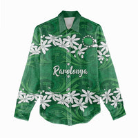 Personalised Cook Islands Rarotonga Women Casual Shirt Tiare Maori Polynesian Waves Tattoo