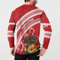 Kingdom Of Tonga Emancipation Day Button Sweatshirt Tongan Ngatu With Kumete Red