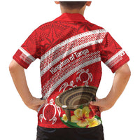 Kingdom Of Tonga Emancipation Day Family Matching Mermaid Dress and Hawaiian Shirt Tongan Ngatu With Kumete Red LT14 - Polynesian Pride
