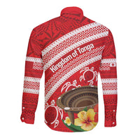 Kingdom Of Tonga Emancipation Day Long Sleeve Button Shirt Tongan Ngatu With Kumete Red