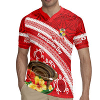 Kingdom Of Tonga Emancipation Day Rugby Jersey Tongan Ngatu With Kumete Red