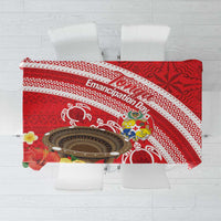 Kingdom Of Tonga Emancipation Day Tablecloth Tongan Ngatu With Kumete Red