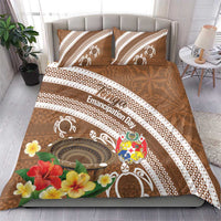 Kingdom Of Tonga Emancipation Day Bedding Set Tongan Ngatu With Kumete Brown
