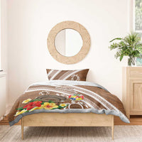 Kingdom Of Tonga Emancipation Day Bedding Set Tongan Ngatu With Kumete Brown