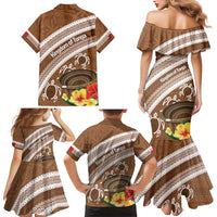Kingdom Of Tonga Emancipation Day Family Matching Mermaid Dress and Hawaiian Shirt Tongan Ngatu With Kumete Brown LT14 - Polynesian Pride