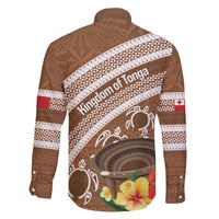 Kingdom Of Tonga Emancipation Day Family Matching Puletasi and Hawaiian Shirt Tongan Ngatu With Kumete Brown