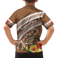 Kingdom Of Tonga Emancipation Day Kid Hawaiian Shirt Tongan Ngatu With Kumete Brown