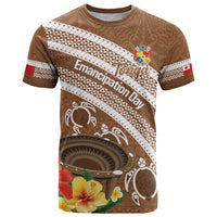 Kingdom Of Tonga Emancipation Day T Shirt Tongan Ngatu With Kumete Brown