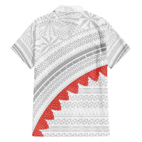 Tonga White Sunday Family Matching Off The Shoulder Long Sleeve Dress and Hawaiian Shirt Heilala Flowers Tongan Ngatu Pattern LT14 - Polynesian Pride