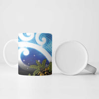 Kekeru New Zealand Matariki Ceramic Mug Kukupa Kowhai Maori New Year Blue Version