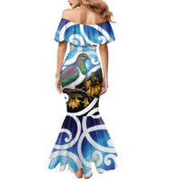 Kekeru New Zealand Matariki Family Matching Mermaid Dress and Hawaiian Shirt Kukupa Kowhai Maori New Year Blue Version LT14 - Polynesian Pride