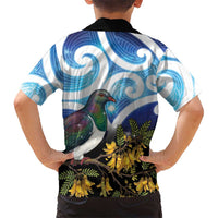 Kekeru New Zealand Matariki Family Matching Tank Maxi Dress and Hawaiian Shirt Kukupa Kowhai Maori New Year Blue Version LT14 - Polynesian Pride
