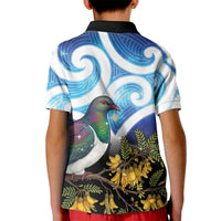 Kekeru New Zealand Matariki Kid Polo Shirt Kukupa Kowhai Maori New Year Blue Version