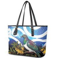 Kekeru New Zealand Matariki Leather Tote Bag Kukupa Kowhai Maori New Year Blue Version