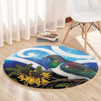 Kekeru New Zealand Matariki Round Carpet Kukupa Kowhai Maori New Year Blue Version