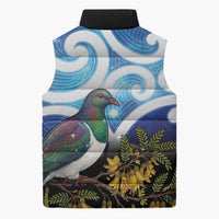 Kekeru New Zealand Matariki Sleeveless Puffer Jacket Kukupa Kowhai Maori New Year Blue Version