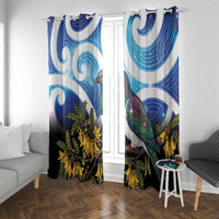 Kekeru New Zealand Matariki Window Curtain Kukupa Kowhai Maori New Year Blue Version