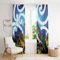 Kekeru New Zealand Matariki Window Curtain Kukupa Kowhai Maori New Year Blue Version