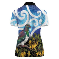Kekeru New Zealand Matariki Women Polo Shirt Kukupa Kowhai Maori New Year Blue Version LT14 - Polynesian Pride