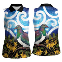 Kekeru New Zealand Matariki Women Sleeveless Polo Shirt Kukupa Kowhai Maori New Year Blue Version LT14 - Polynesian Pride