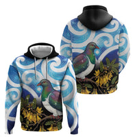 Kekeru New Zealand Matariki Zip Hoodie Kukupa Kowhai Maori New Year Blue Version