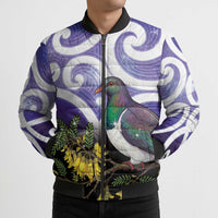 Kekeru New Zealand Matariki Bomber Puffer Jacket Kukupa Kowhai Maori New Year Purple Version