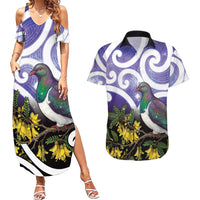 Kekeru New Zealand Matariki Couples Matching Summer Maxi Dress and Hawaiian Shirt Kukupa Kowhai Maori New Year Purple Version LT14 Purple - Polynesian Pride