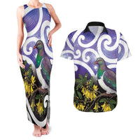 Kekeru New Zealand Matariki Couples Matching Tank Maxi Dress and Hawaiian Shirt Kukupa Kowhai Maori New Year Purple Version LT14 Purple - Polynesian Pride