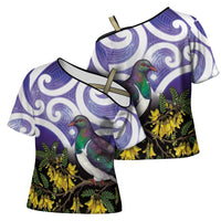 Kekeru New Zealand Matariki Cross Shoulder Shirt Kukupa Kowhai Maori New Year Purple Version LT14 - Polynesian Pride