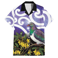 Kekeru New Zealand Matariki Family Matching Short Sleeve Bodycon Dress and Hawaiian Shirt Kukupa Kowhai Maori New Year Purple Version LT14 Dad's Shirt - Short Sleeve Purple - Polynesian Pride