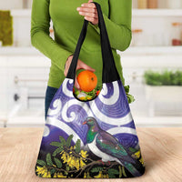 Kekeru New Zealand Matariki Grocery Bag Kukupa Kowhai Maori New Year Purple Version