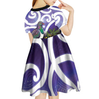 Kekeru New Zealand Matariki Kid Short Sleeve Dress Kukupa Kowhai Maori New Year Purple Version LT14 - Polynesian Pride