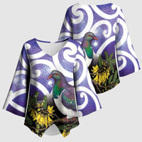 Kekeru New Zealand Matariki Kimono Sleeve Blouse Kukupa Kowhai Maori New Year Purple Version