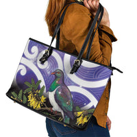 Kekeru New Zealand Matariki Leather Tote Bag Kukupa Kowhai Maori New Year Purple Version