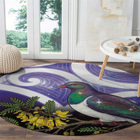 Kekeru New Zealand Matariki Round Carpet Kukupa Kowhai Maori New Year Purple Version