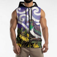 Kekeru New Zealand Matariki Sleeveless Zip Hoodie Kukupa Kowhai Maori New Year Purple Version LT14 - Polynesian Pride